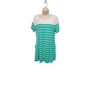 Yelete Multicolor Green & White Striped Dress Size M